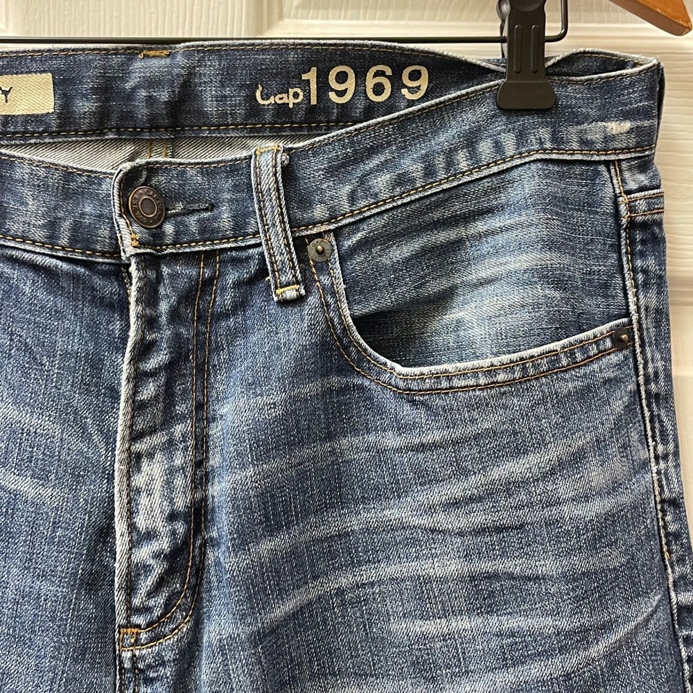 Gap Men's Size 32x30 Skinny Worn Vintage‎ Dark Wash Jeans Stretch Gap 1969 Denim